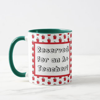 A+ Teacher Red Apple Cool School Cartoon Mug