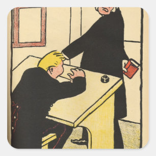 A teacher reprimands his pupil from Crimes Square Sticker