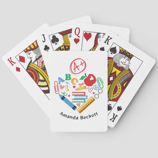 A+ Teacher School Supplies   Playing Cards (Back)