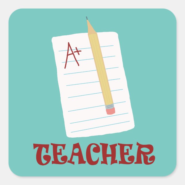 A+ Teacher Square Sticker (Front)