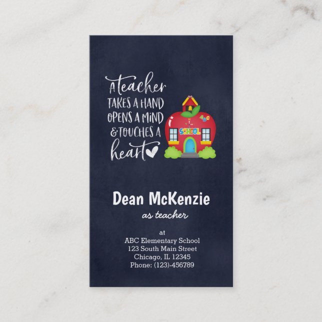 A teacher takes a hand business card (Front)