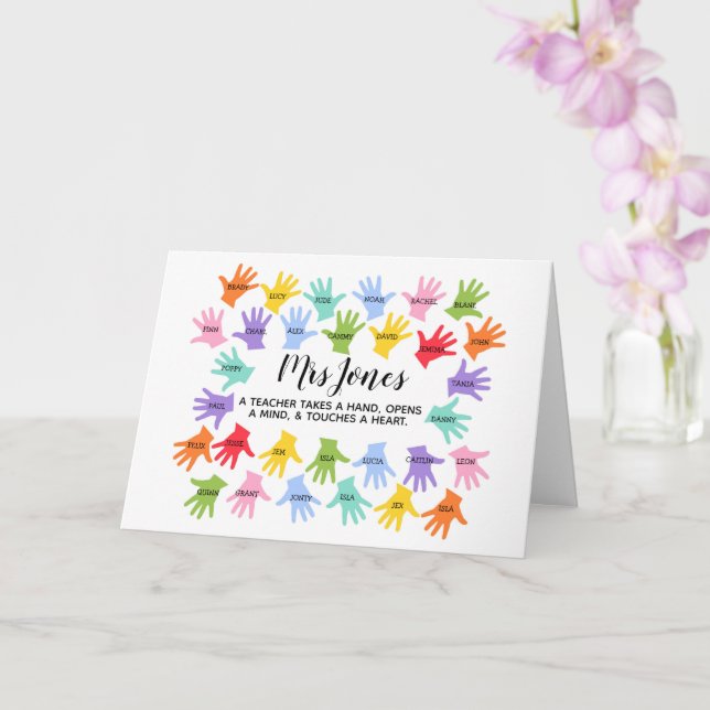 A Teacher takes a hand, opens a mind, & touches Card (Orchid)