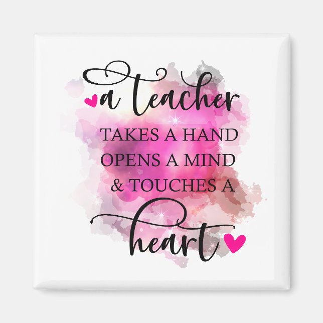 A Teacher Touches a Heart Magnet (Front)
