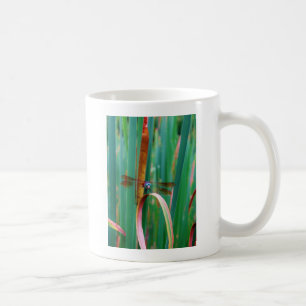 A teal Eyed Dragonfly with cattails Coffee Mug