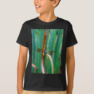 A teal Eyed Dragonfly with cattails T-Shirt