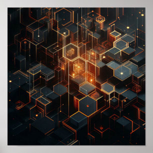 A technical image using hexagonal shapes poster