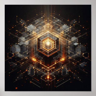 A technical image using hexagonal shapes poster