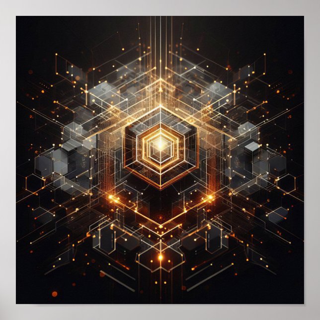 A technical image using hexagonal shapes poster (Front)