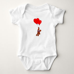 A Teddy Bear Holding Heart Shaped Balloons Baby Bodysuit