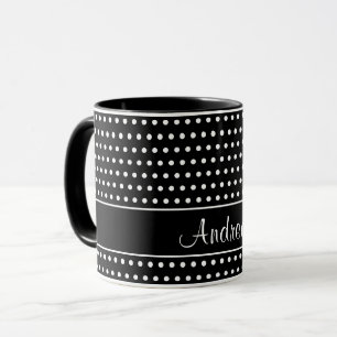 A Template For Your Name, White Dots On Black Mug