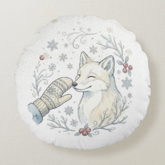 A Tender Winter Boop Round Cushion