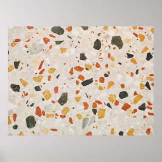 A terrazzo color red and green and yellow in concr poster