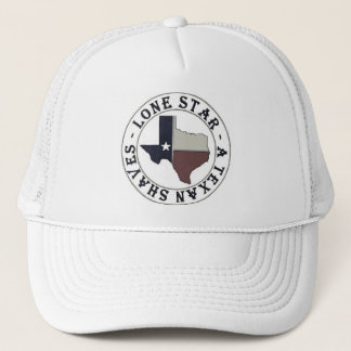 A Texan Shaves Trucker Hat Round Logo
