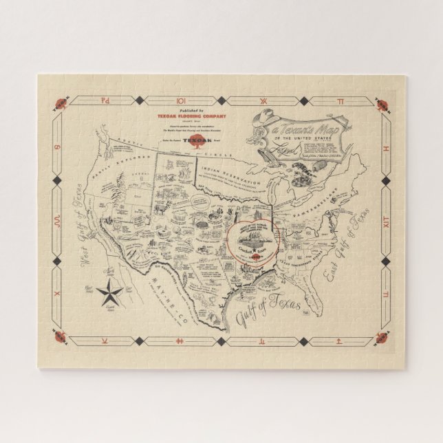 A Texan's Map of the United States (of Texas) Jigsaw Puzzle (Horizontal)