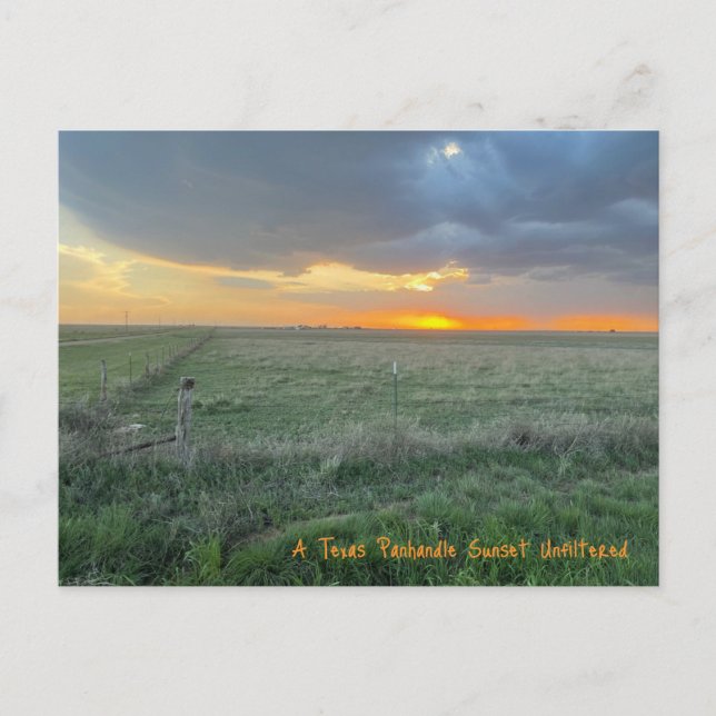 A Texas Panhandle Sunset Unfiltered Postcard (Front)