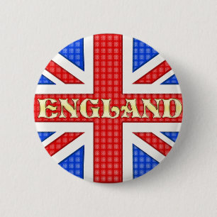 A textured Union Jack flag with England written ac 6 Cm Round Badge
