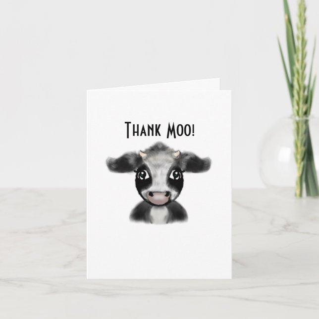 A Thank Moo Card | Cow Thank You Card| Cute Cow (Front)