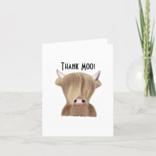 A Thank Moo Card  Thank You Card  Highlander Cow