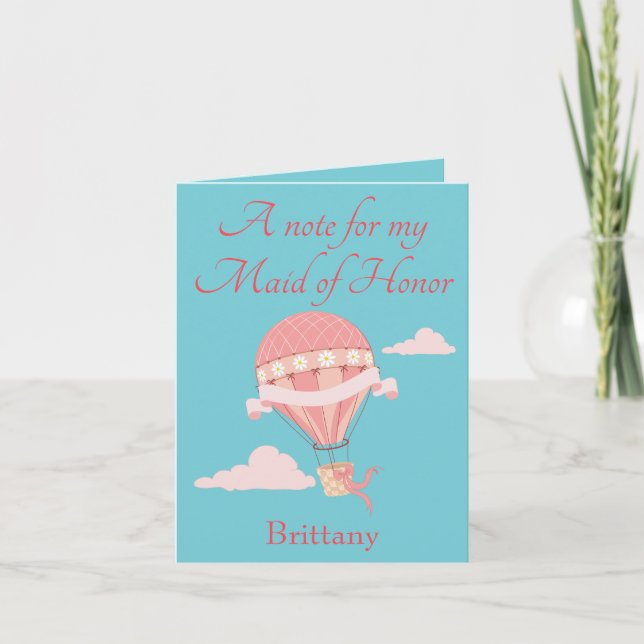 A thank you for maid of honour hot air balloon card (Front)
