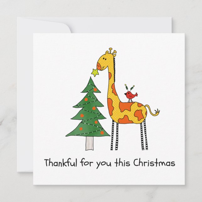 A Thankful Christmas - Giraffe Holiday Card (Front)