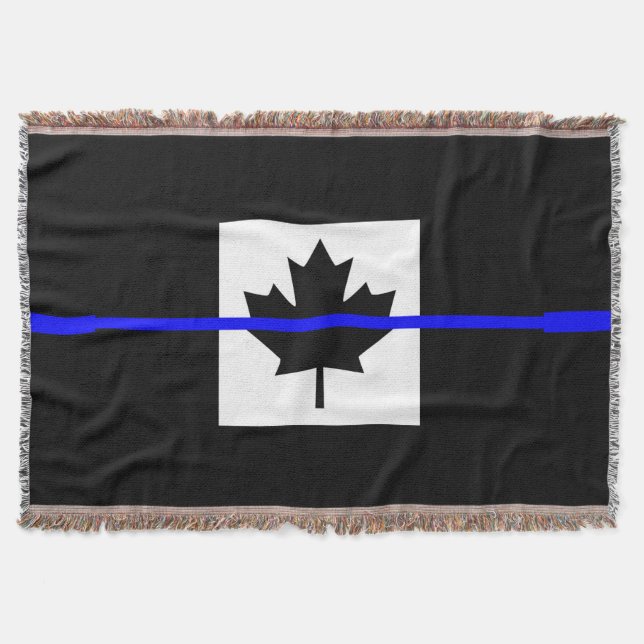 A Thin Blue Line Canadian Flag Throw Blanket (Front)