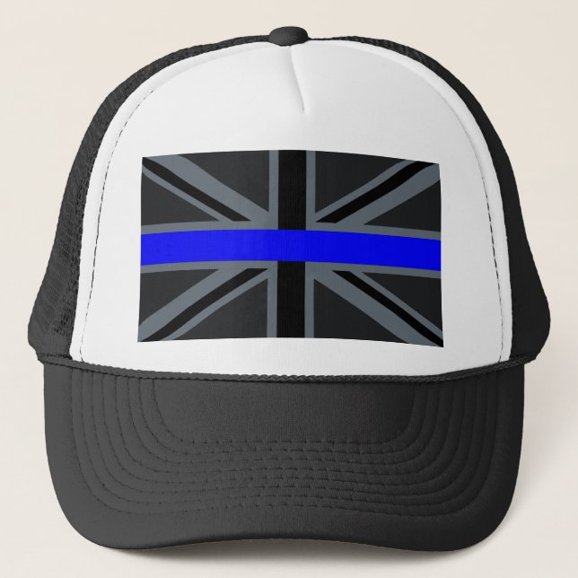 A Thin Blue Line Union Jack Trucker Hat (Front)