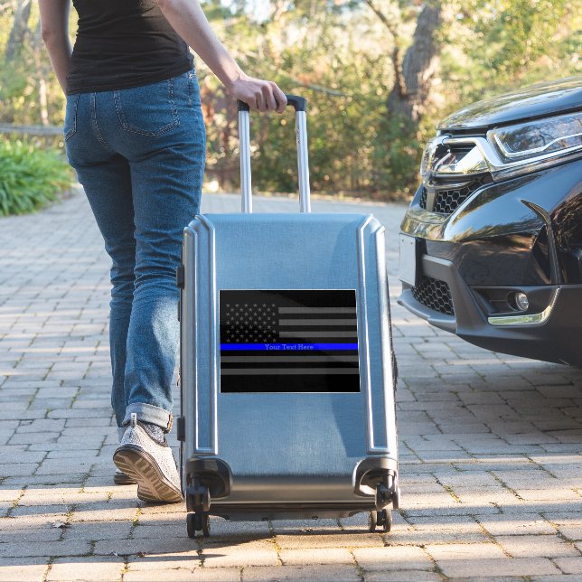 A Thin Blue Line US Flag Personalised Graphic (Suitcase Insitu)