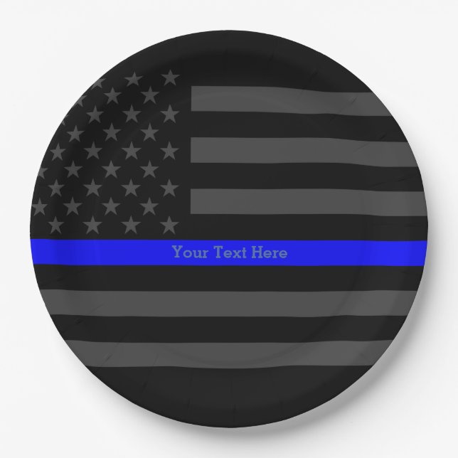 A Thin Blue Line US Flag Your Own Personalised Paper Plate (Front)