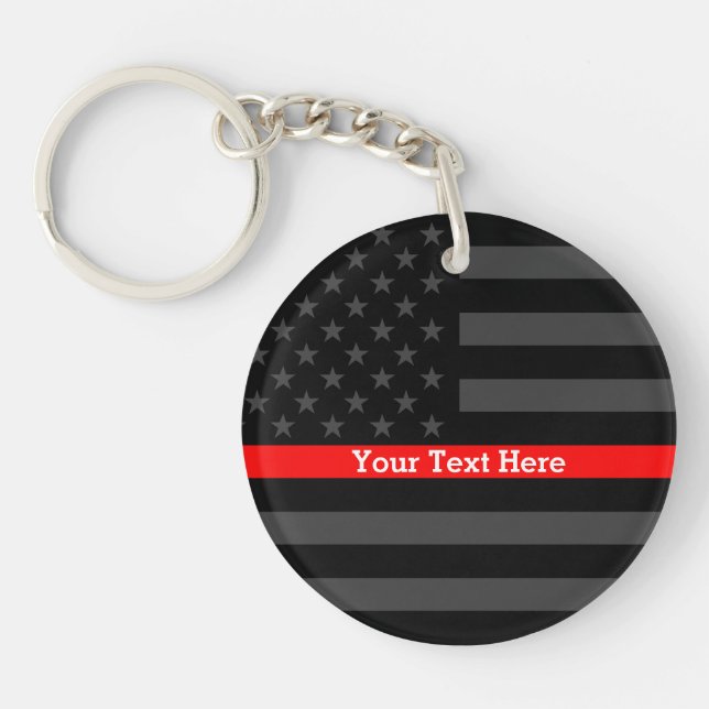 A Thin Red Line US Flag Personalised Keeper Key Ring (Front)