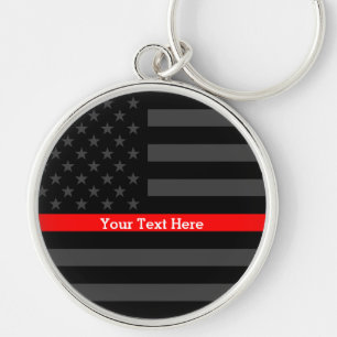 A Thin Red Line US Flag Personalised with Text Key Ring