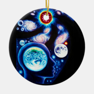 A thinker and his view of the universe ceramic ornament