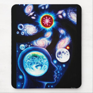 A thinker and his view of the universe mouse pad