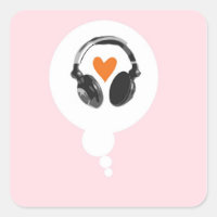 A thought bubble with a heart and headphones