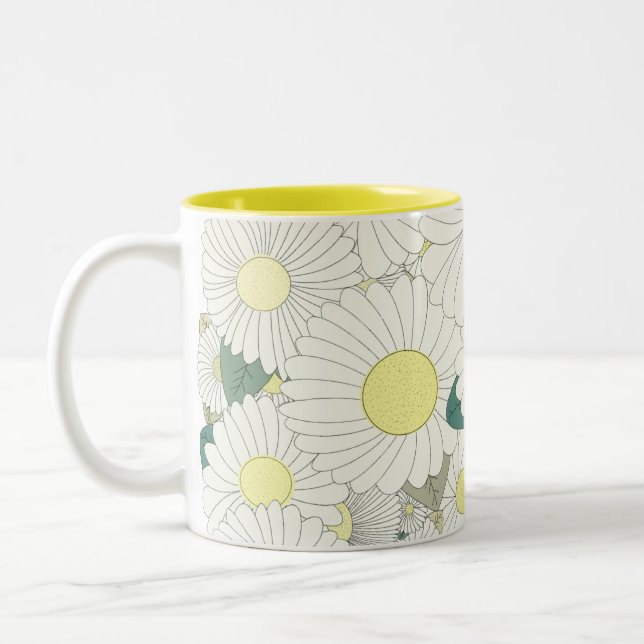 A Thousand Yellow Daisies Two-Tone Coffee Mug (Left)