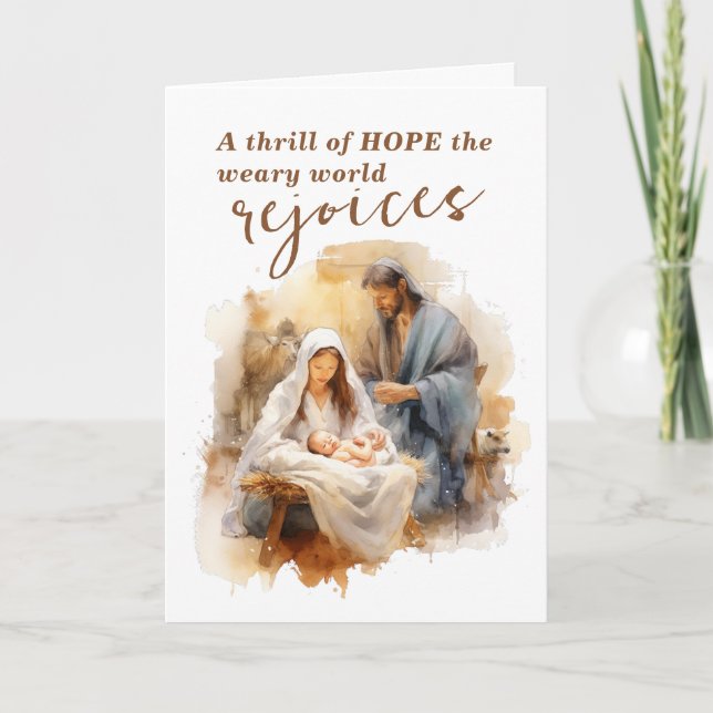 A Thrill of Hope Christmas Carol and Nativity Holiday Card (Front)