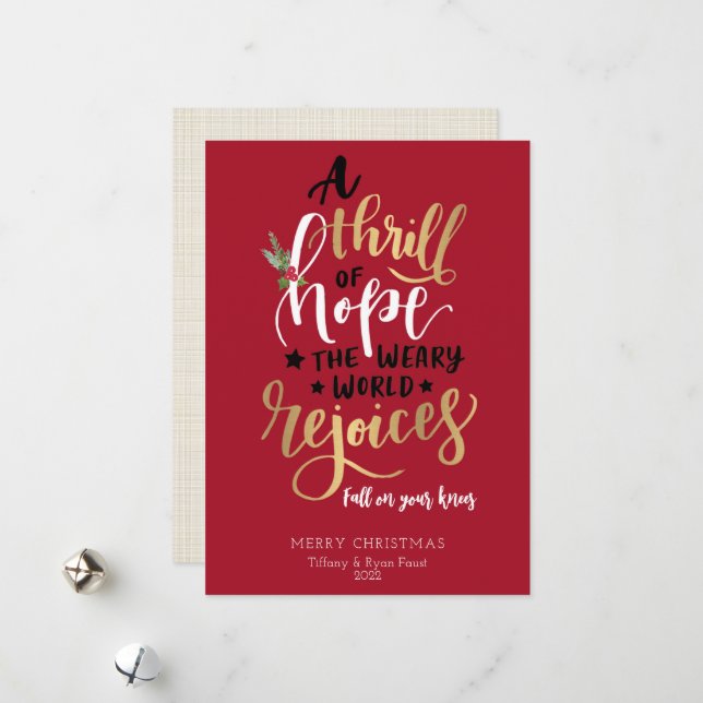 A Thrill Of Hope Flat Christmas Card (Front/Back In Situ)