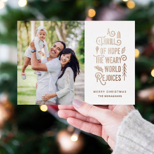 A Thrill of Hope Modern Photo Christmas Foil Holiday Card