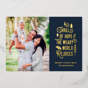 A Thrill of Hope   Modern Photo Christmas   Foil Holiday Card