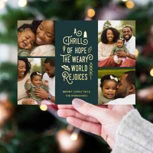 A Thrill of Hope   Modern Photo Collage Christmas  Foil Holiday Card