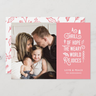 A Thrill of Hope   Pink   Modern One Photo Holiday Card