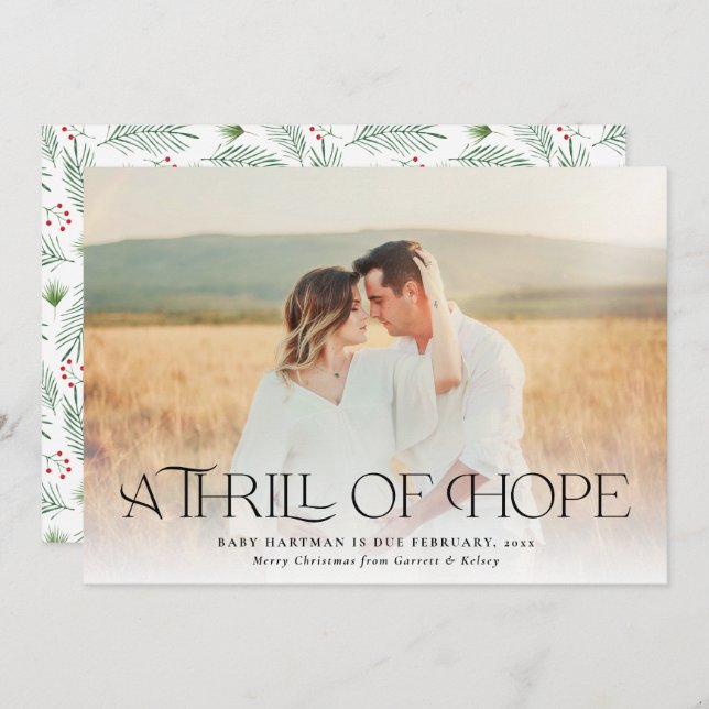 A Thrill of Hope Pregnancy Announcement Photo  (Front/Back)