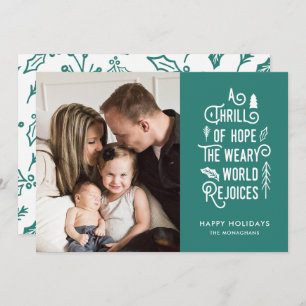 A Thrill of Hope   Teal   Modern One Photo Holiday Card