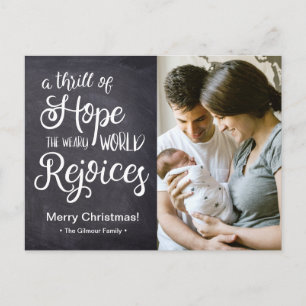 A thrill of Hope the weary world rejoices Baby Holiday Postcard