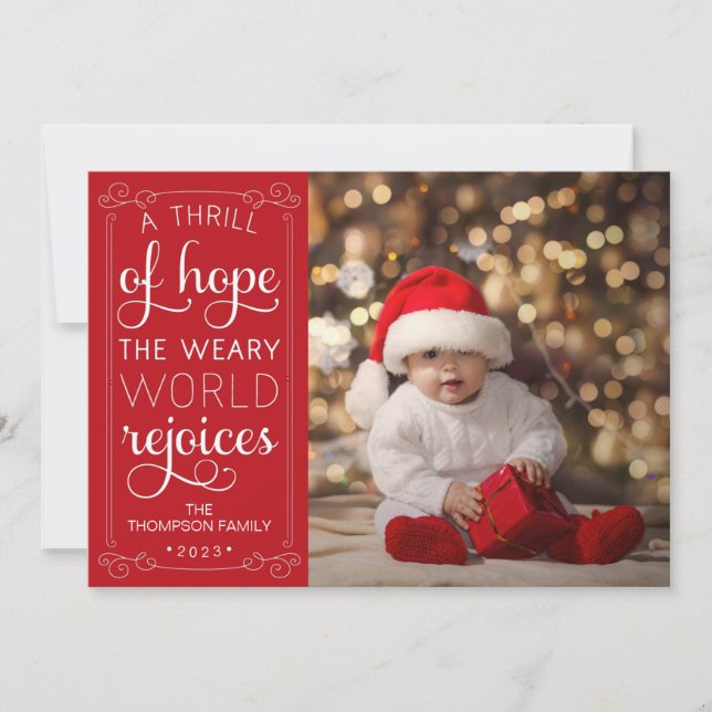 A Thrill of Hope Weary World Rejoices Photo Card (Front)