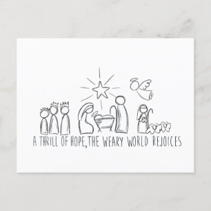 A Thrill oh Hope Nativity Sketch Holiday Postcard