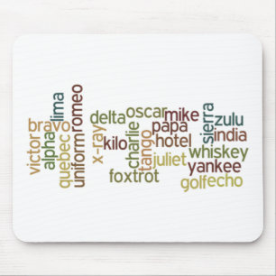 A Through Z Phonetic Alphabet Telephony (Wordle) Mouse Pad