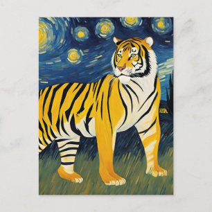 A Tiger in The Starry Night Postcard