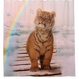 A tiger on the Rainbow Bridge Shower Curtain