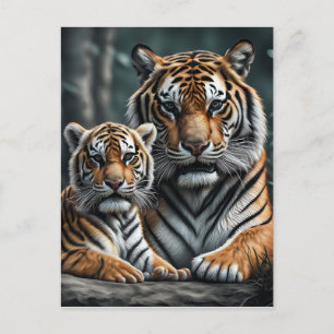 A Tiger with Her Cub Postcard