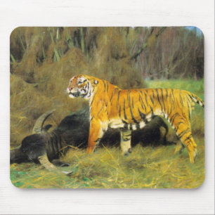 A Tiger With Its Prey Mouse Pad